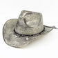 Madeline Love Black Handmade Vintage Steer Head Cactus Horseshoe Charm Faux Leather Band Western Straw Cowboy Hat - Hats - desc