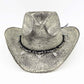 Madeline Love Black Handmade Vintage Steer Head Cactus Horseshoe Charm Faux Leather Band Western Straw Cowboy Hat - Hats - extra