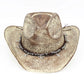 Madeline Love Taupe Handmade Vintage Steer Head Cactus Horseshoe Charm Faux Leather Band Western Straw Cowboy Hat - Hats - extra