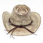 Madeline Love Taupe Handmade Vintage Steer Head Cactus Horseshoe Charm Faux Leather Band Western Straw Cowboy Hat - Hats - extra