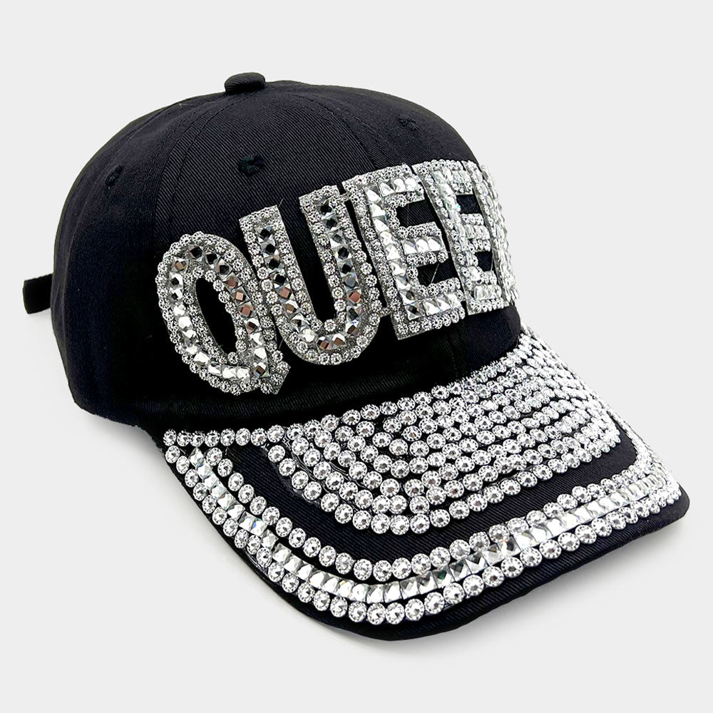 Madeline Love Black, Silver Queen Message Bling Baseball Cap - Hats