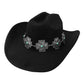 Madeline Love Black Western Cross Concho Band Cowboy Fedora Hat - Hats - desc