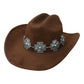 Madeline Love Brown Western Cross Concho Band Cowboy Fedora Hat - Hats - desc