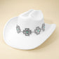Madeline Love White Western Cross Concho Band Cowboy Fedora Hat - Hats
