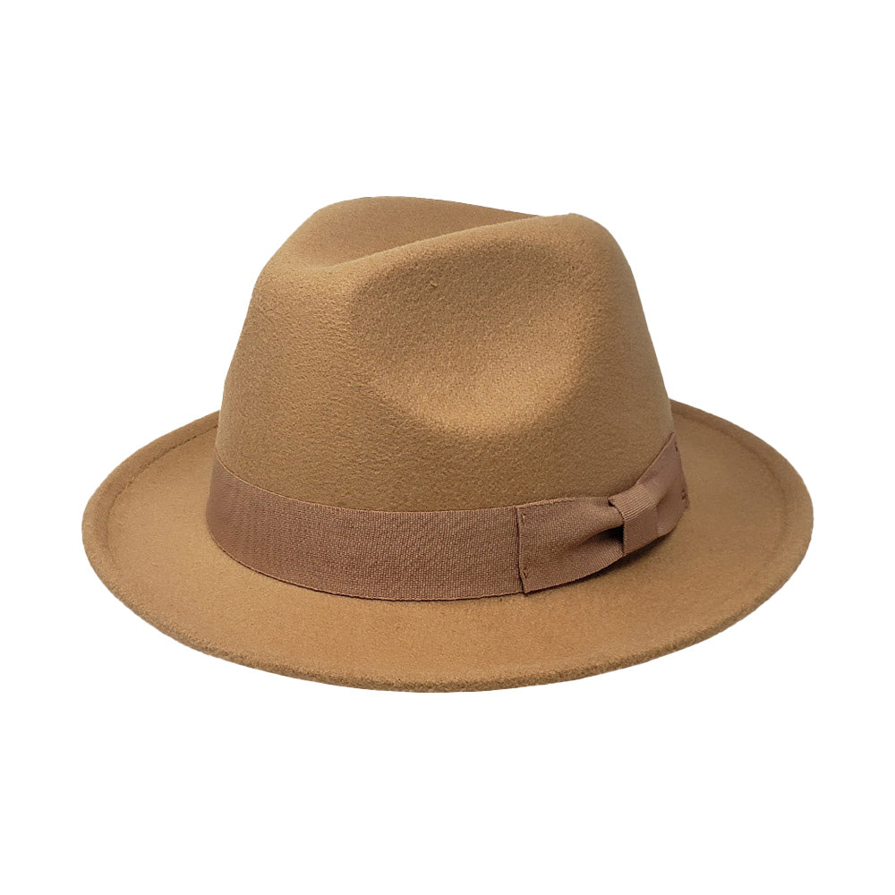 Madeline Love Tan Bow Band Classic Fedora Hat - Hats - desc