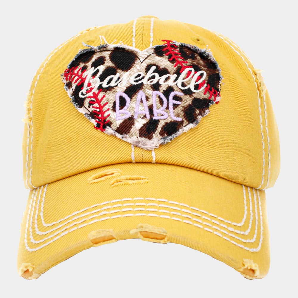 Madeline Love Yellow Baseball Babe Leopard Patterned Heart Vintage Baseball Cap - Hats