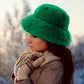 Madeline Love Green Faux Fur Russian Style Plush Bucket Hat - Hats