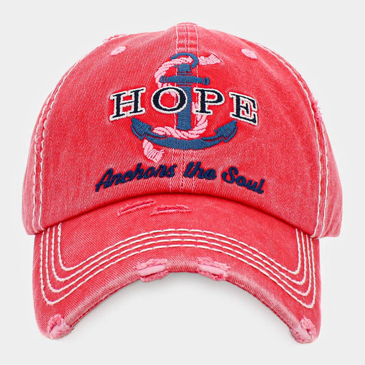 Madeline Love Pink HOPE ANCHORS THE SOUL Vintage Baseball Cap - Hats