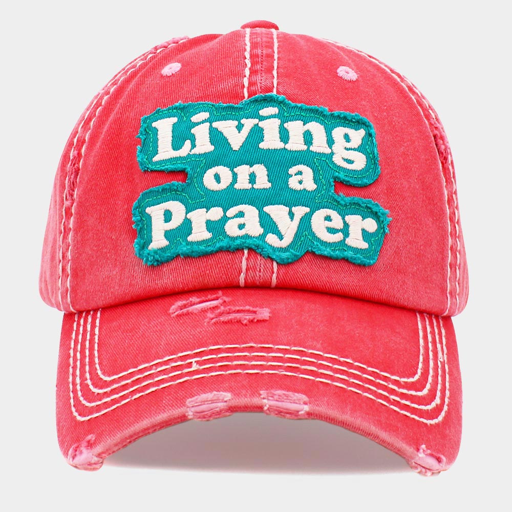 Madeline Love Pink LIVING ON A PRAYER Vintage Baseball Cap - Hats