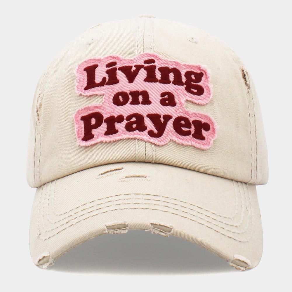 Madeline Love Beige LIVING ON A PRAYER Vintage Baseball Cap - Hats