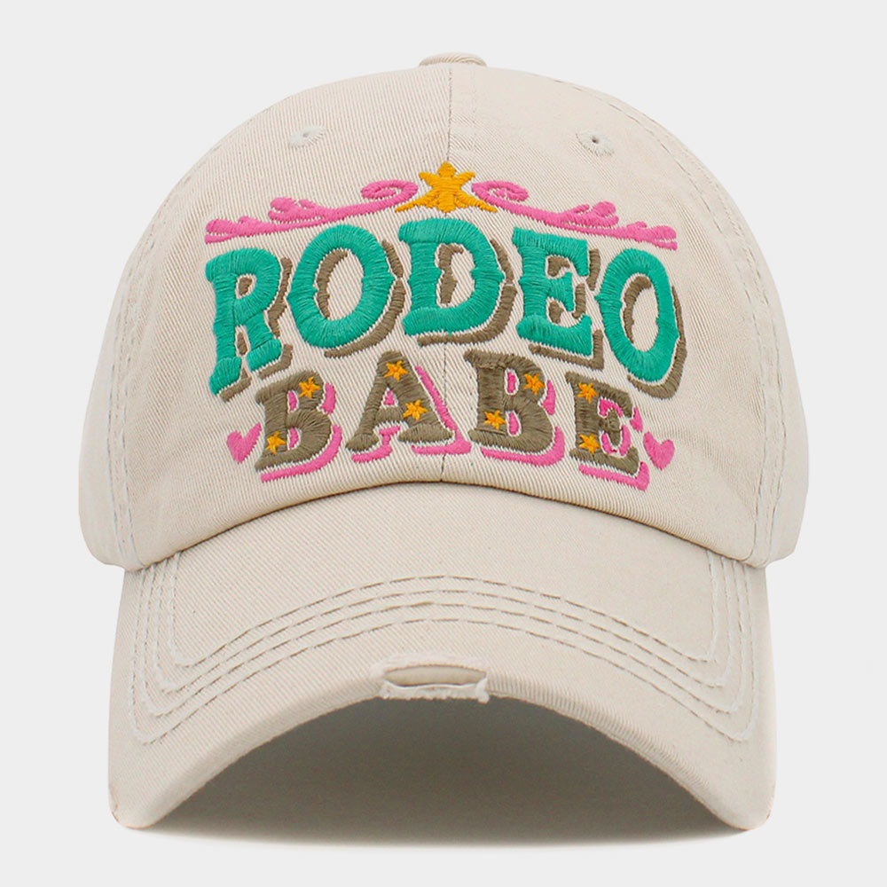 Madeline Love Beige RODEO BABE Message Vintage Baseball Cap - Hats