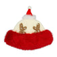 White Fuzzy Fur Antlers Accent Christmas Knit Beanie Hat