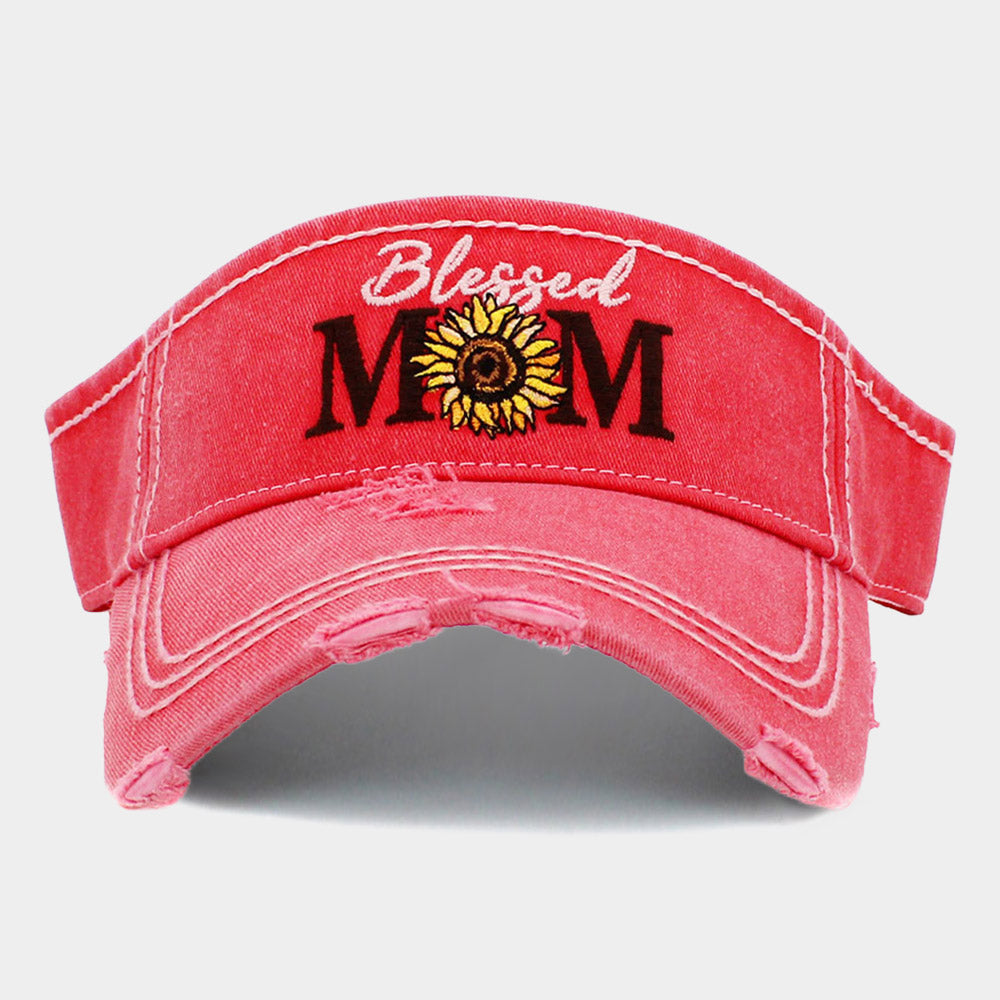 Madeline Love Pink Blessed Mom Sunflower Vintage Visor Hat - Hats
