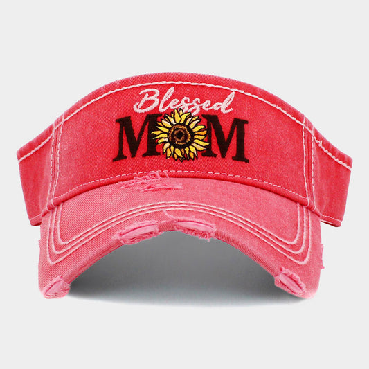 Madeline Love Pink Blessed Mom Sunflower Vintage Visor Hat - Hats