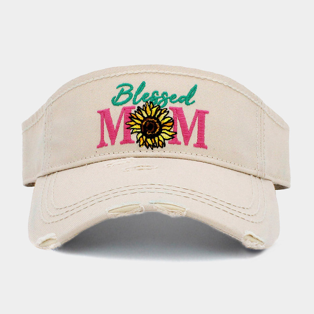 Madeline Love Beige Blessed Mom Sunflower Vintage Visor Hat - Hats