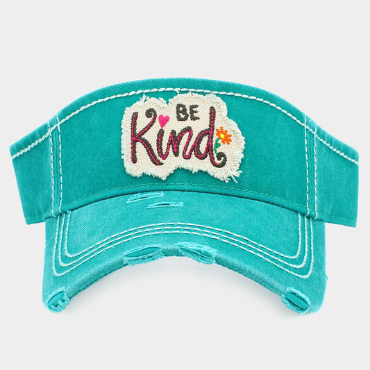 Madeline Love Turquoise Be Kind Vintage Visor Hat - Hats