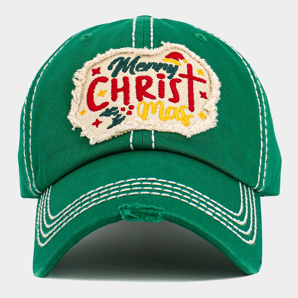 Madeline Love Green Merry CHRISTMas Message Accented Vintage Baseball Cap - Hats