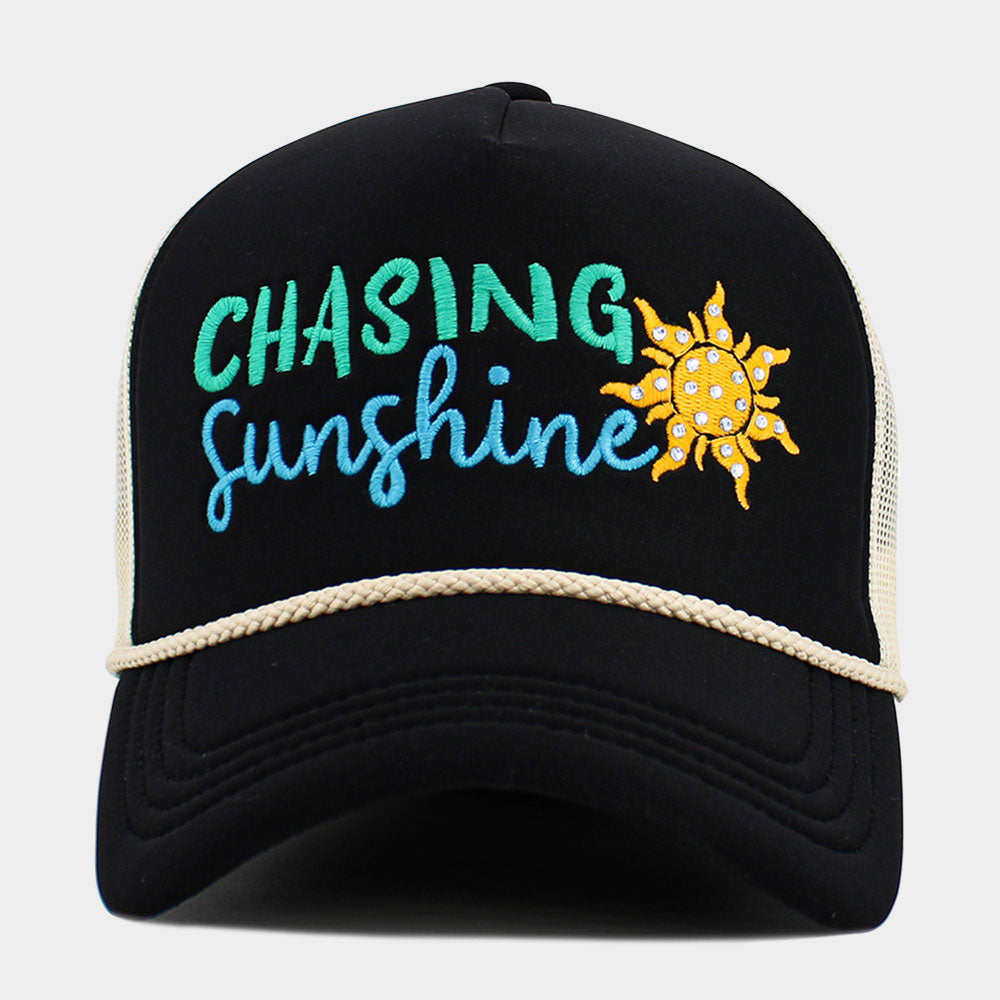 Madeline Love Black CHASING SUNSHINE Mesh Back Trucker Hat - Hats