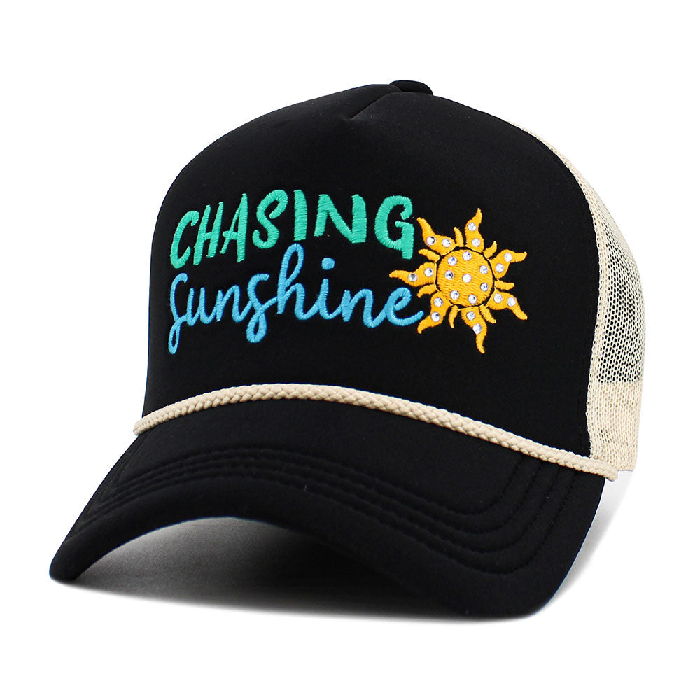 Madeline Love Black CHASING SUNSHINE Mesh Back Trucker Hat - Hats - desc
