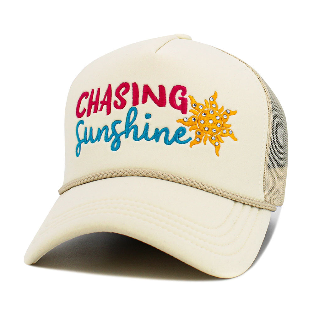Madeline Love Ivory CHASING SUNSHINE Mesh Back Trucker Hat - Hats - desc