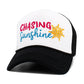 Madeline Love Black, White CHASING SUNSHINE Mesh Back Trucker Hat - Hats - desc