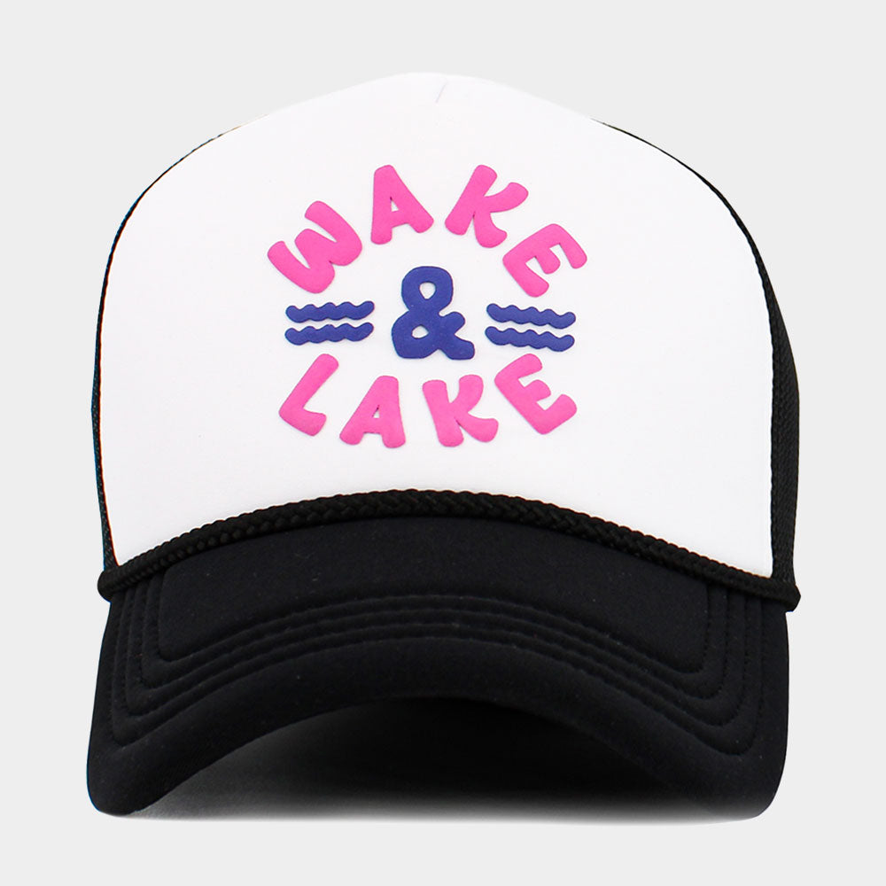 Madeline Love Black, White WAKE LAKE Mesh Back Trucker Hat - Hats