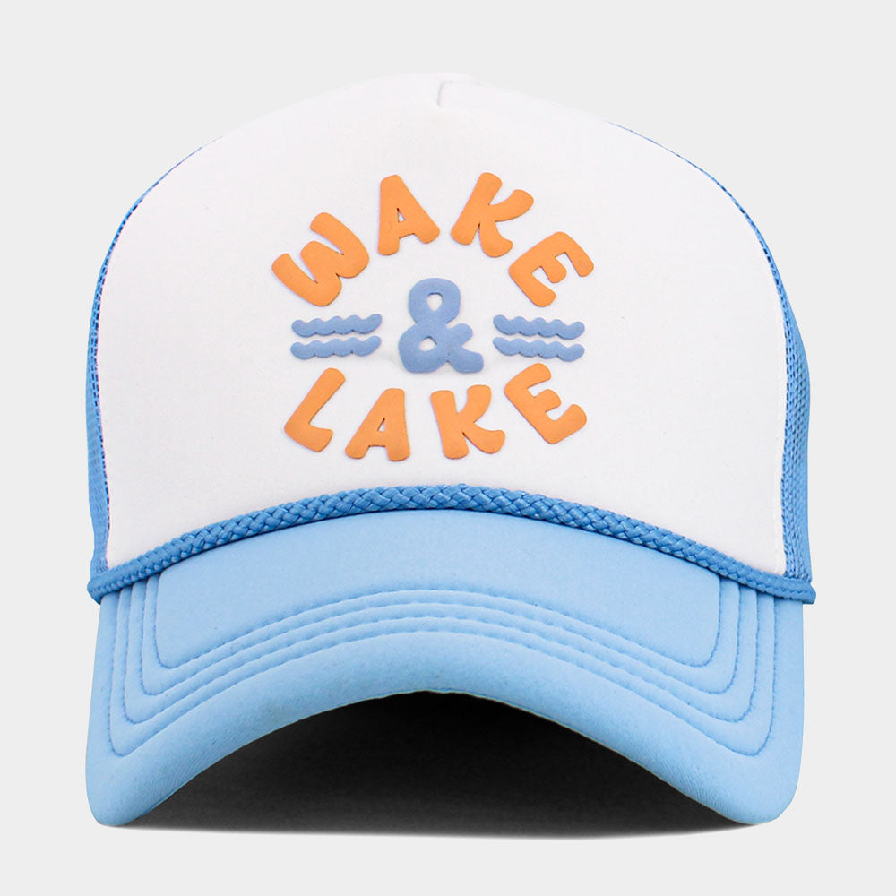 Madeline Love Light Blue, White WAKE LAKE Mesh Back Trucker Hat - Hats