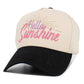 Madeline Love Black HELLO SUNSHINE Message Embroidered Corduroy Baseball Cap - Hats - desc