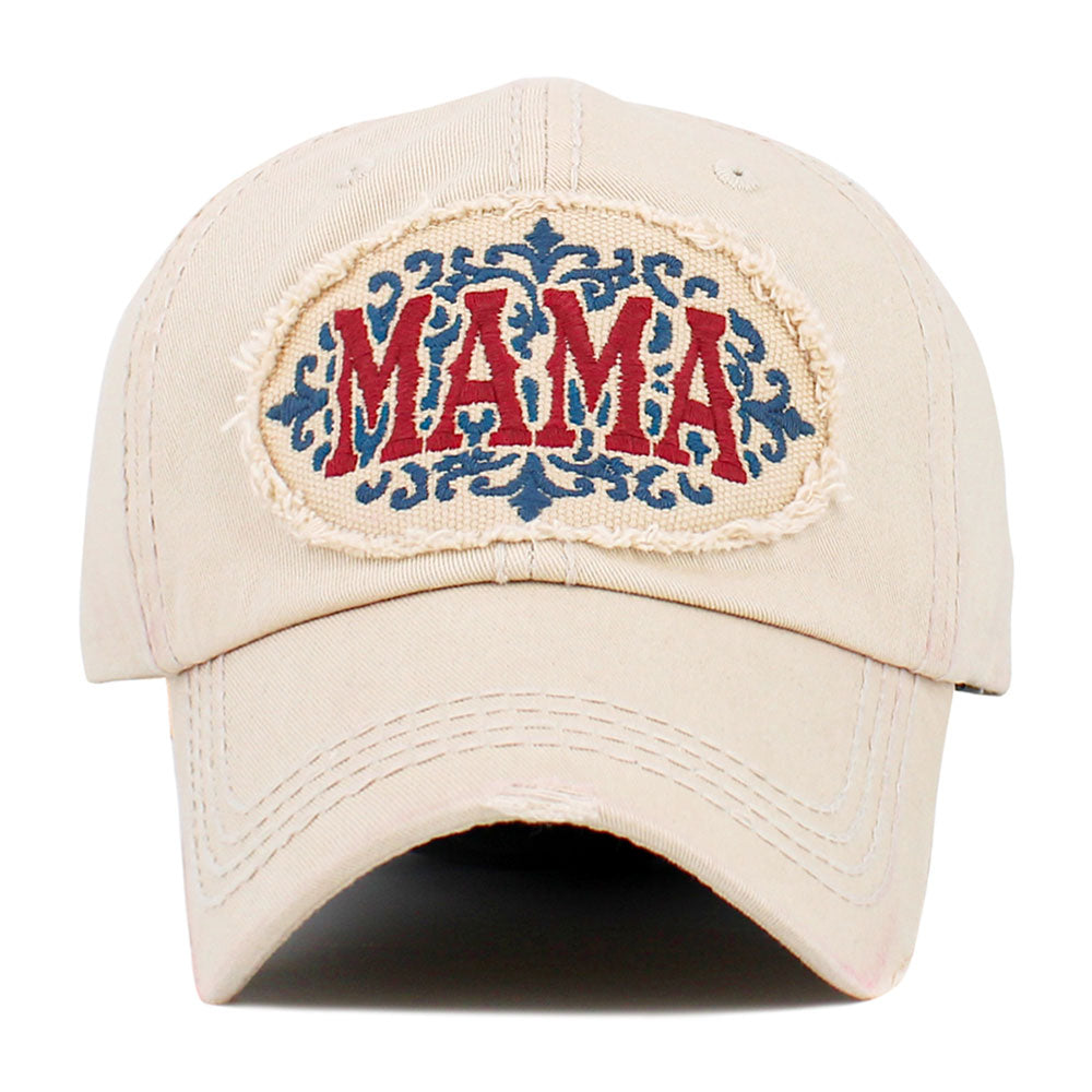 Madeline Love Beige MAMA Patch Vintage Baseball Cap - Hats - desc