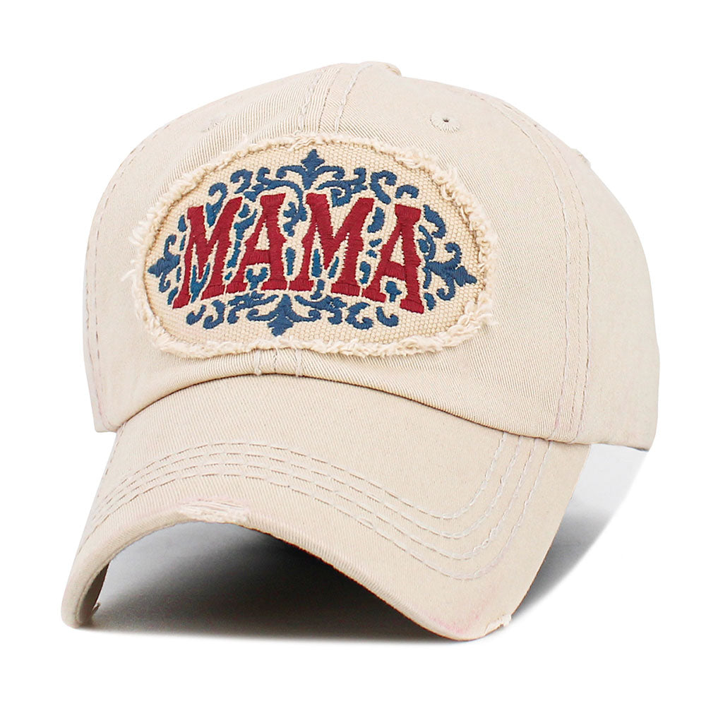 Madeline Love Beige MAMA Patch Vintage Baseball Cap - Hats - extra