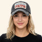 Madeline Love Black WALK BY FAITH Message Patch Vintage Baseball Cap - Hats