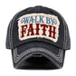 Madeline Love Black WALK BY FAITH Message Patch Vintage Baseball Cap - Hats - desc