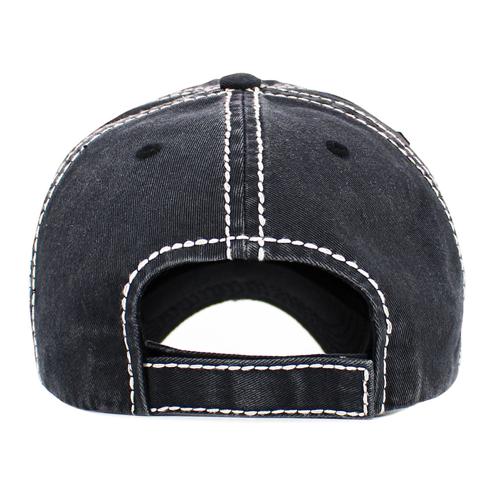 Madeline Love Black WALK BY FAITH Message Patch Vintage Baseball Cap - Hats - extra