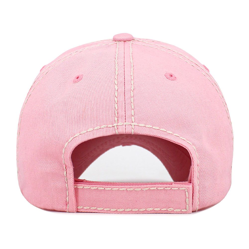 Madeline Love Pink WALK BY FAITH Message Patch Vintage Baseball Cap - Hats - extra