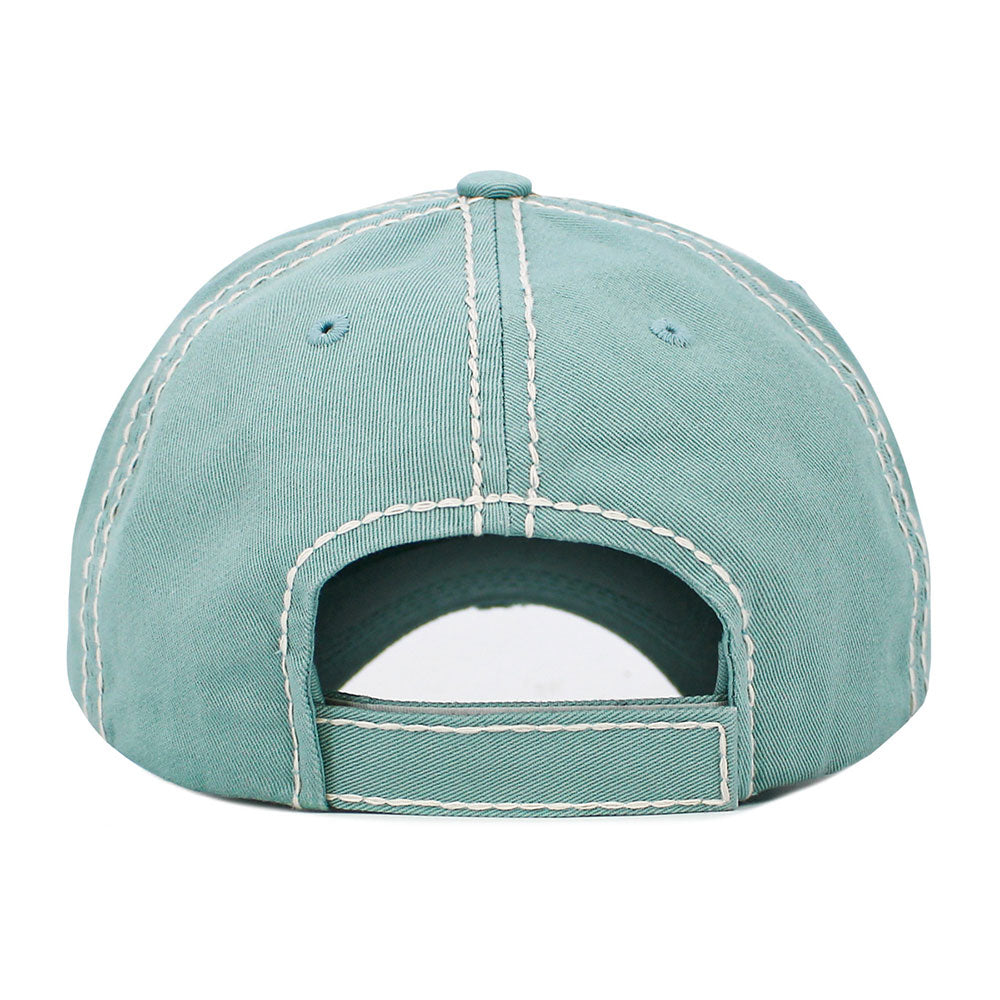 Madeline Love Green WALK BY FAITH Message Patch Vintage Baseball Cap - Hats - extra
