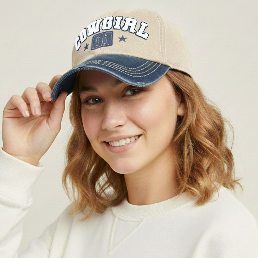 Madeline Love Blue, Neutral COWGIRL 01 Message Bold Stitch Baseball Cap - Hats