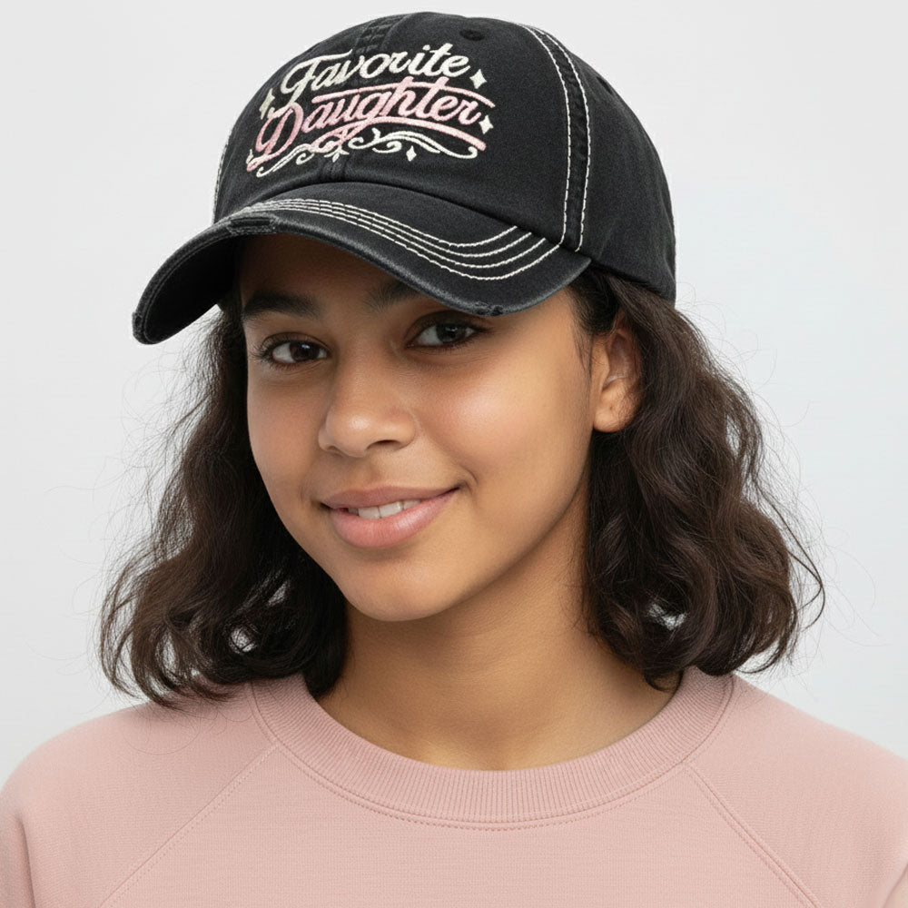 Madeline Love Black FAVORITE DAUGHTER Embroidered Vintage Baseball Cap - Hats
