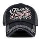 Madeline Love Black FAVORITE DAUGHTER Embroidered Vintage Baseball Cap - Hats - desc