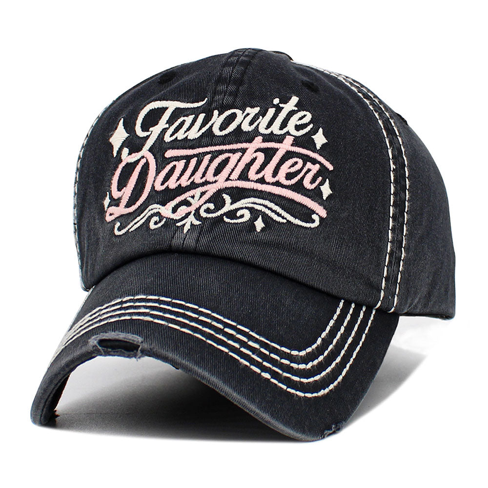 Madeline Love Black FAVORITE DAUGHTER Embroidered Vintage Baseball Cap - Hats - extra