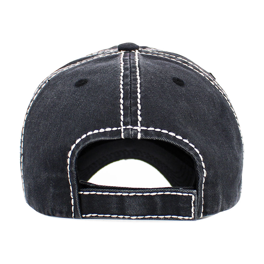 Madeline Love Black FAVORITE DAUGHTER Embroidered Vintage Baseball Cap - Hats - extra