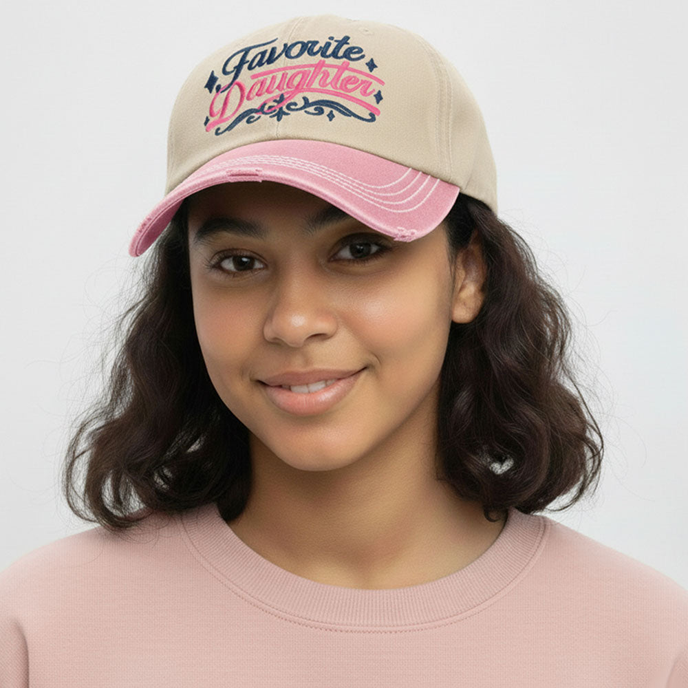 Madeline Love Neutral, Pink FAVORITE DAUGHTER Embroidered Vintage Baseball Cap - Hats