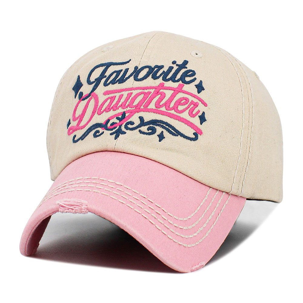 Madeline Love Neutral, Pink FAVORITE DAUGHTER Embroidered Vintage Baseball Cap - Hats - extra
