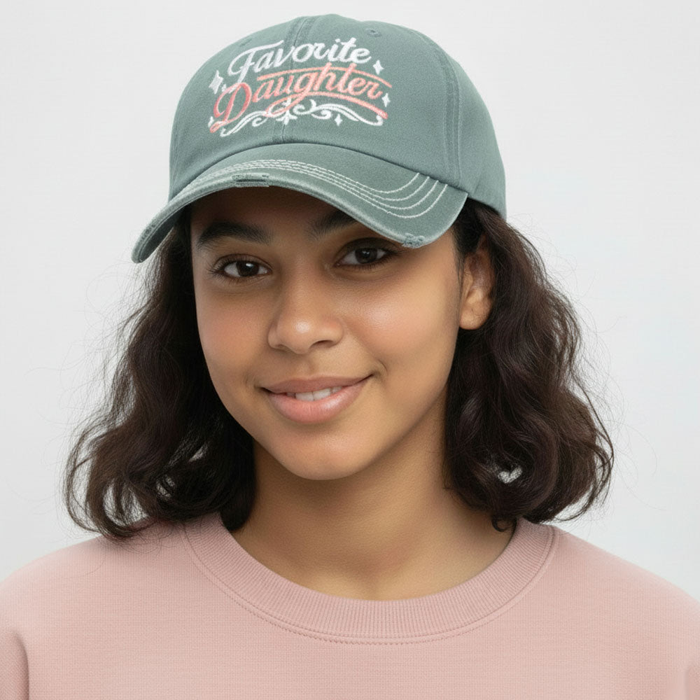 Madeline Love Green FAVORITE DAUGHTER Embroidered Vintage Baseball Cap - Hats