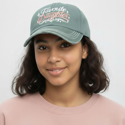 Madeline Love Green FAVORITE DAUGHTER Embroidered Vintage Baseball Cap - Hats