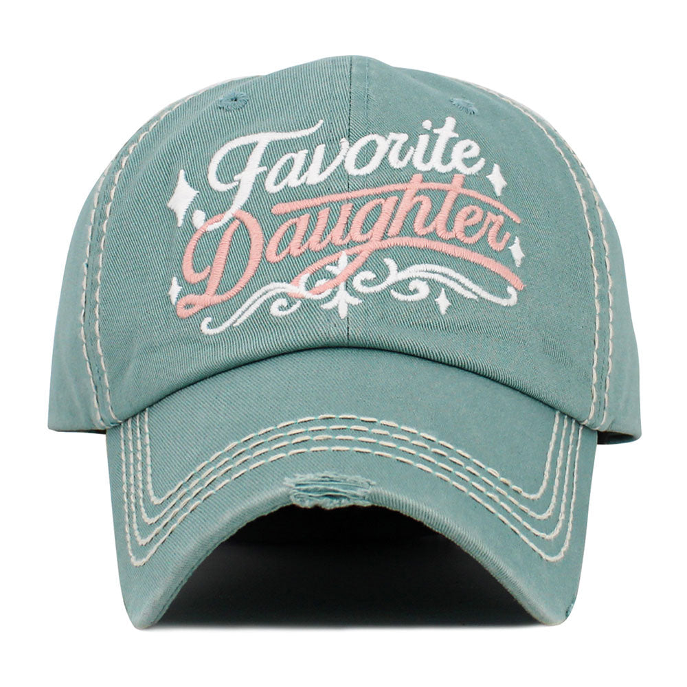Madeline Love Green FAVORITE DAUGHTER Embroidered Vintage Baseball Cap - Hats - desc