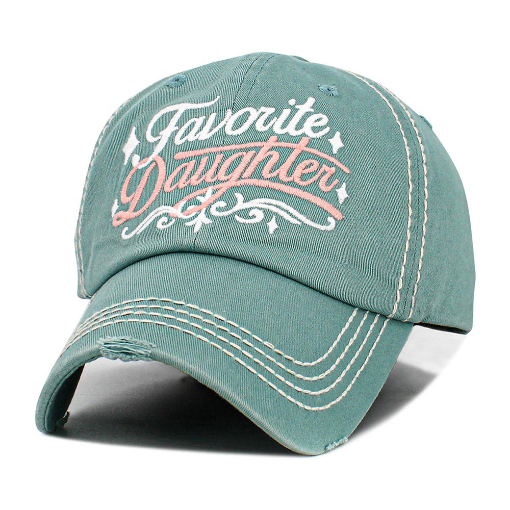 Madeline Love Green FAVORITE DAUGHTER Embroidered Vintage Baseball Cap - Hats - extra
