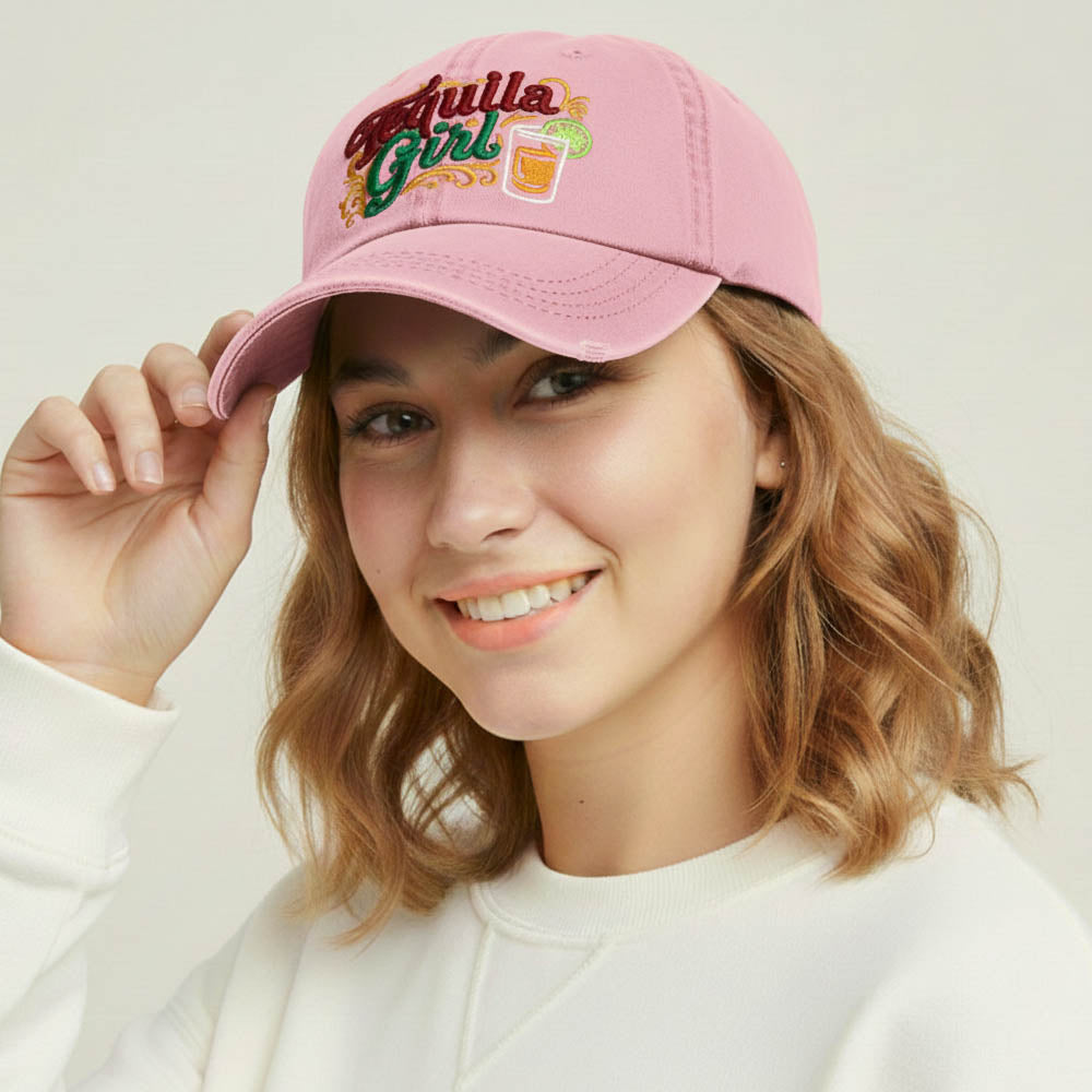 Madeline Love Pink TEQUILA GIRL Embroidered Vintage Baseball Cap - Hats
