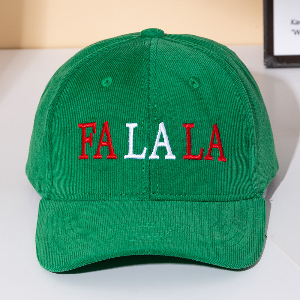 Madeline Love Green FA LA LA Message Embroidered Five Panel Canvas Snapback Baseball Cap - Hats