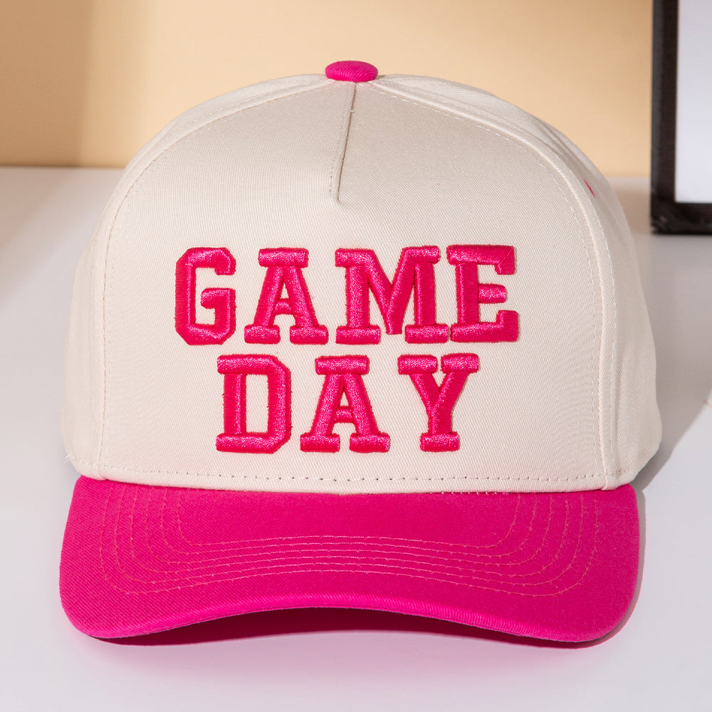 Madeline Love Pink GAME DAY Message Embroidered Five Panel Canvas Snapback Baseball Cap - Hats