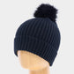 Black Soft Knit Faux Pom Pom Beanie Hat